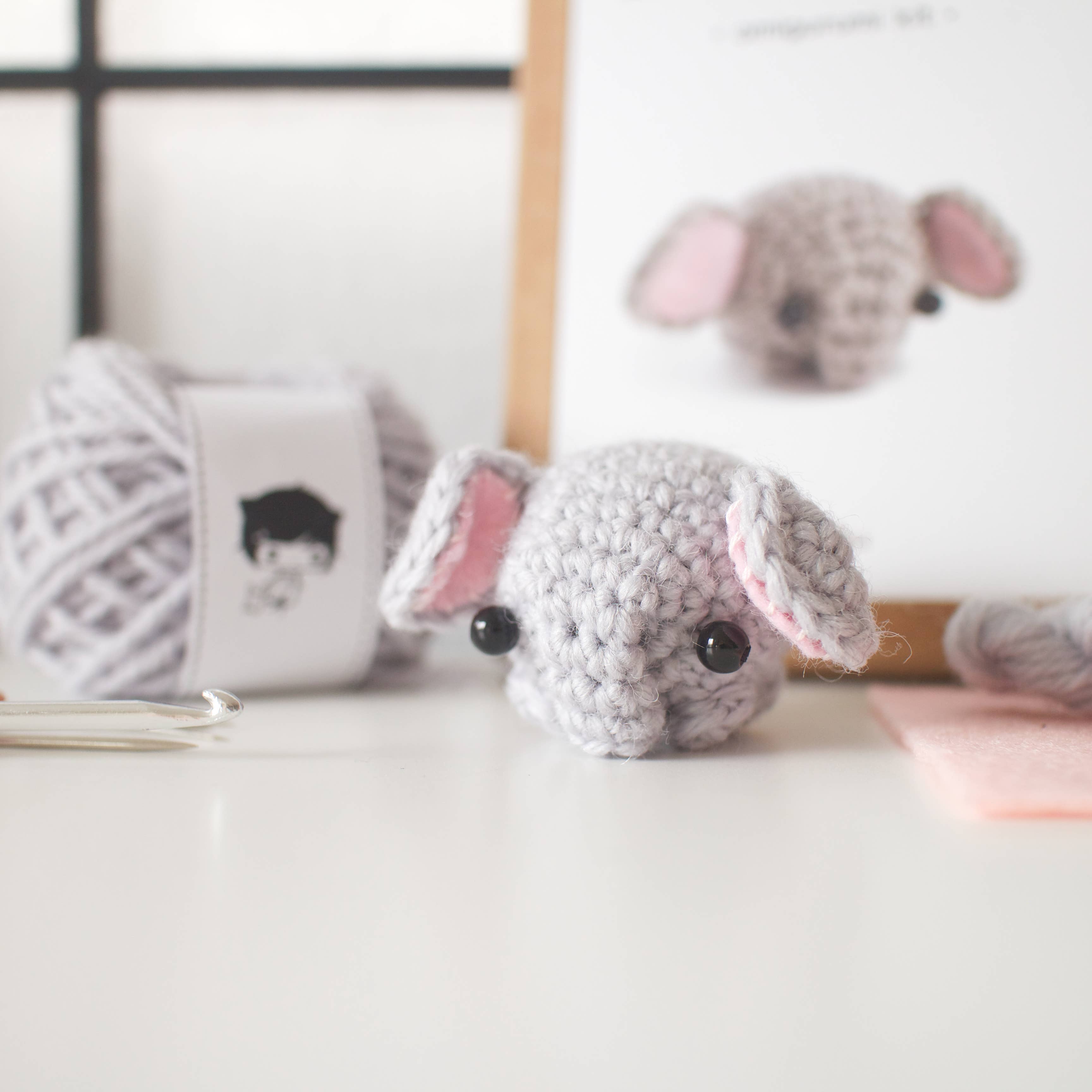 Mohu - Crochet kit - amigurumi elephant diy craft kit