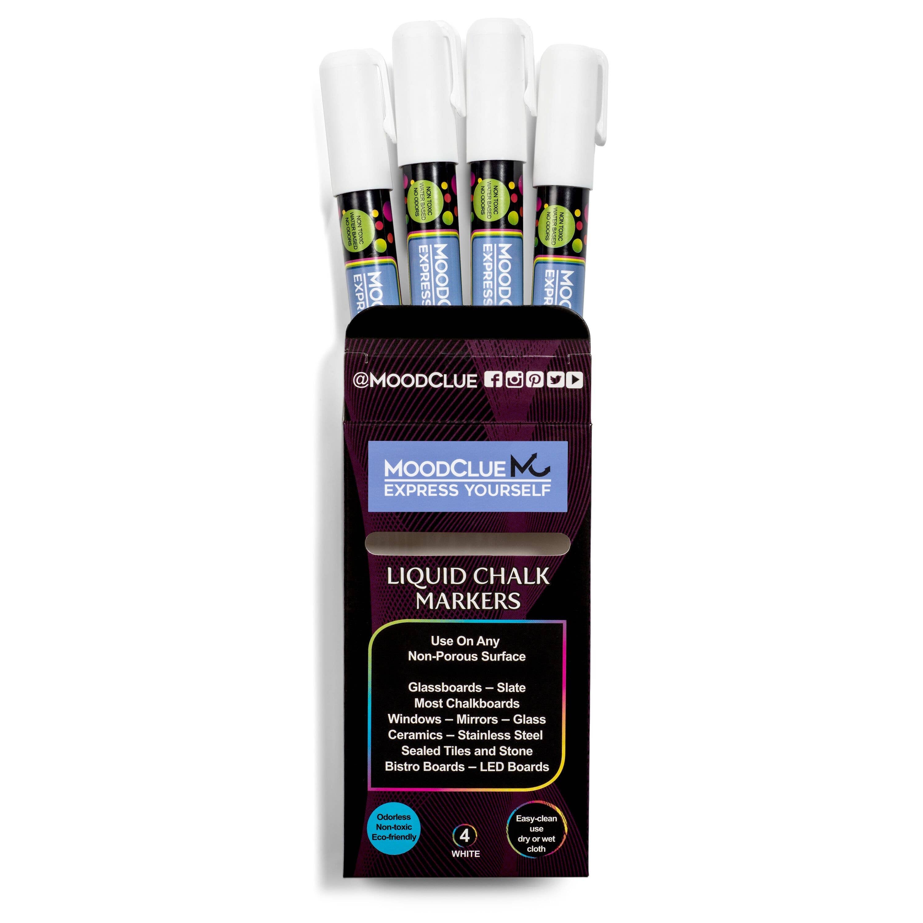 White Chalk Markers Pack of 4 Chalk Markers Liquid Chalk Pens for