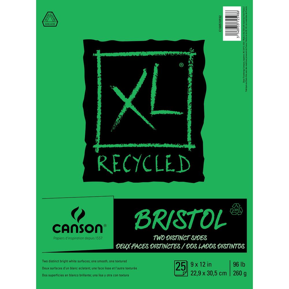 Canson XL Recycled Bristol Pad, 25 Sheets, 9 inch x 12 inch