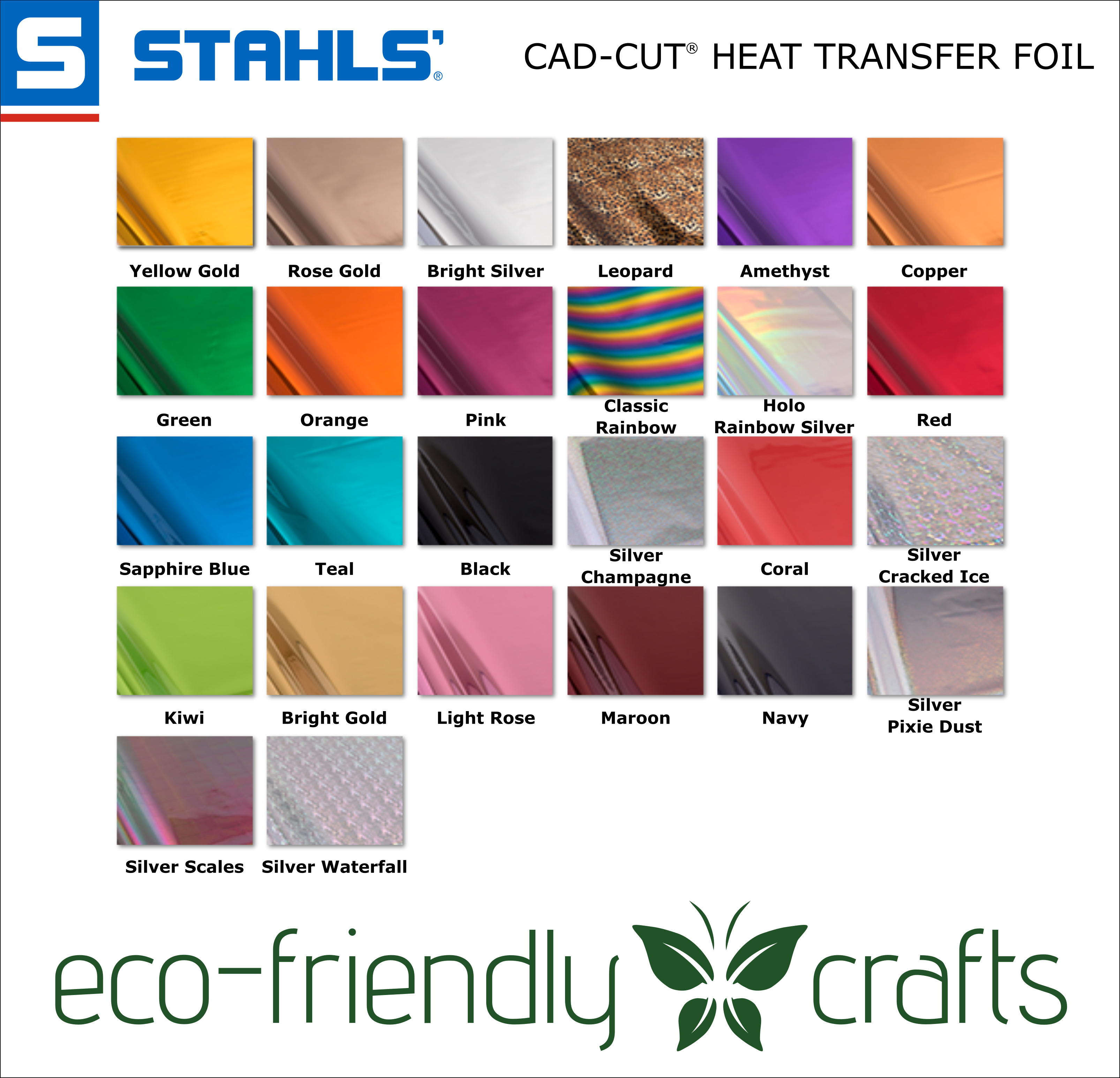 Stahls CAD CUT Heat Transfer Foil with HTV Adhesive Sheet –  EcoFriendlyCrafts