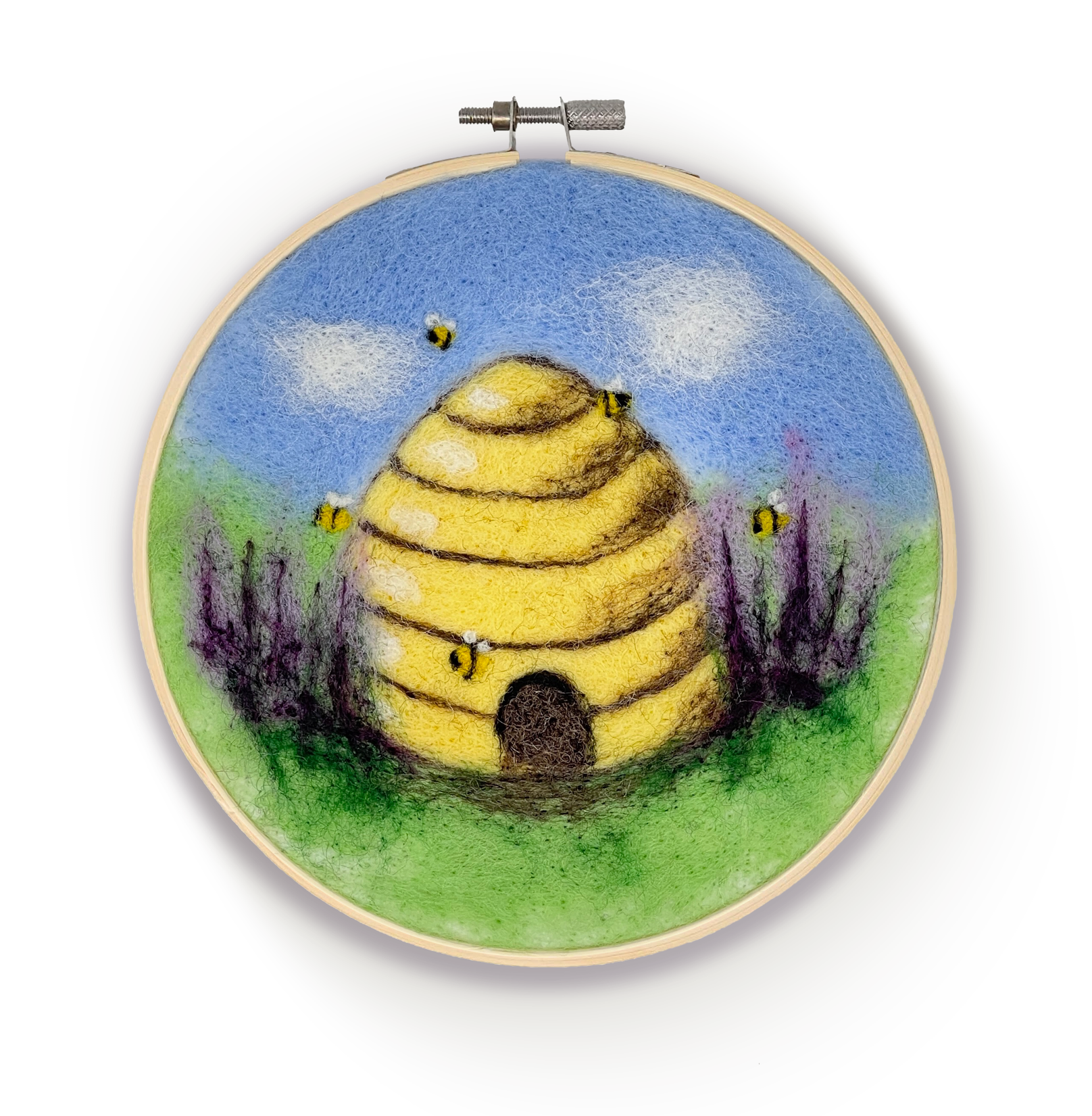The Crafty Kit Company - Beehive in a Hoop Needle Felting Craft Kit