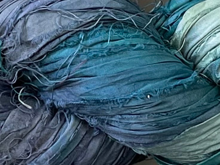 Recycled Sari Silk Ribbon - Under Water