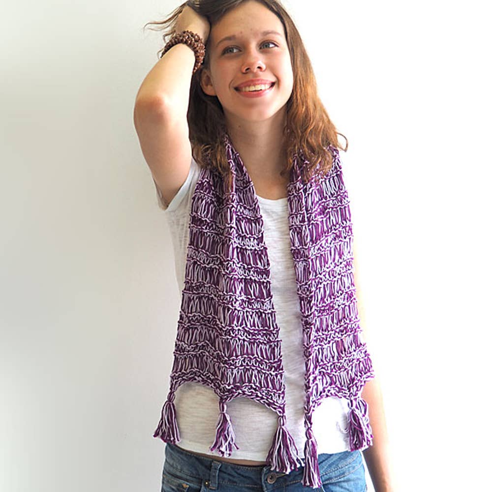 Smoothie Scarf : learn to knit kit with video course: Chocolate