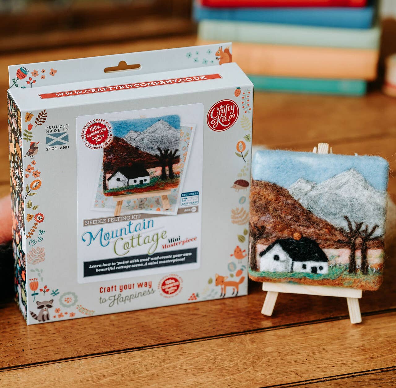 The Crafty Kit Company - Paint with Wool:Mini Masterpiece Mountain Cottage Craft Kit