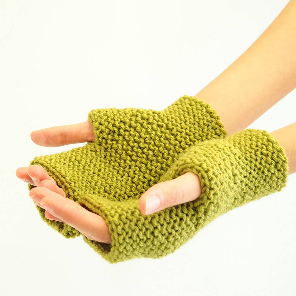 Cara Mittens Knitting Kit : Learn To Knit Kit With Video: Mauve Taupe
