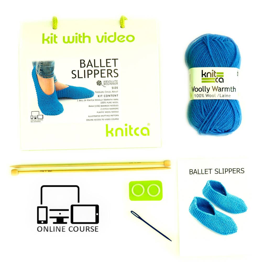 Ballet Slippers : learn to knit kit with video course: Pale Taupe