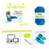 Ballet Slippers : learn to knit kit with video course: Azure blue