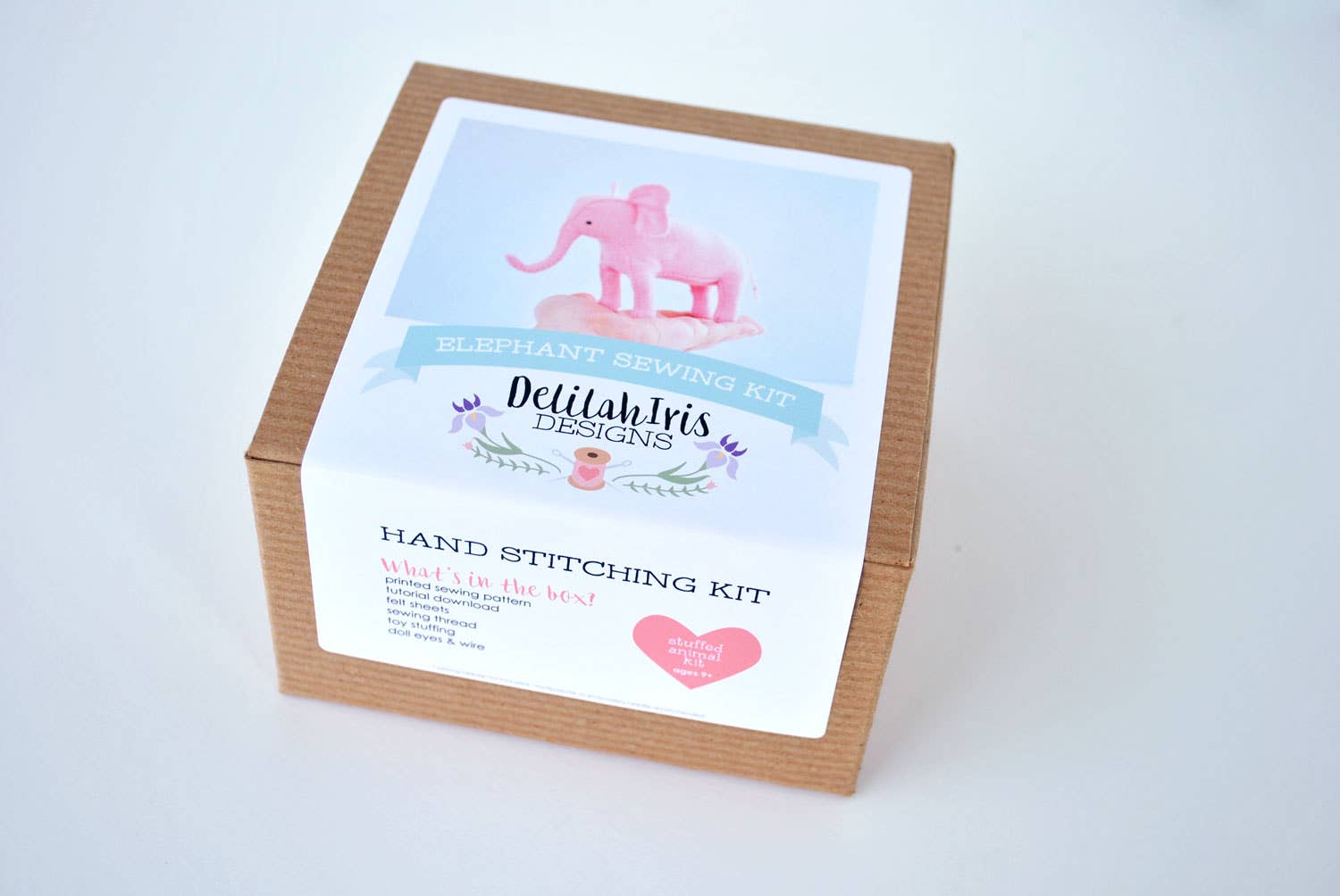 Delilah Iris Felt Pink Elephant Hand Sewing Kit