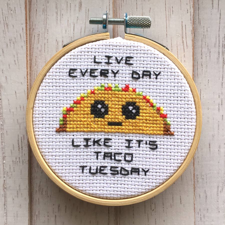 Spot Colors - Taco Tuesday Counted Cross Stitch DIY KIT