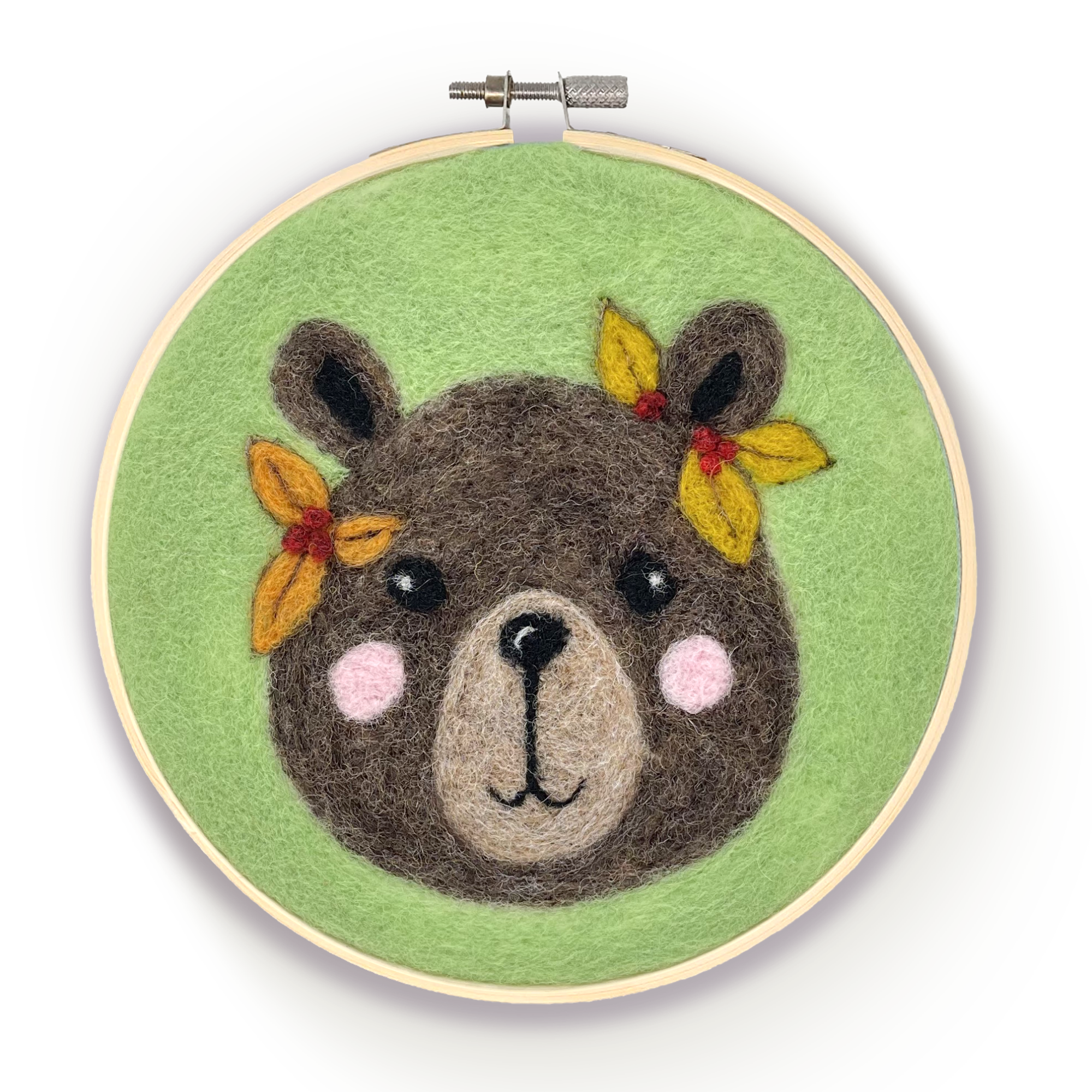 The Crafty Kit Company - Floral Bear in a Hoop Needle Felt Kit