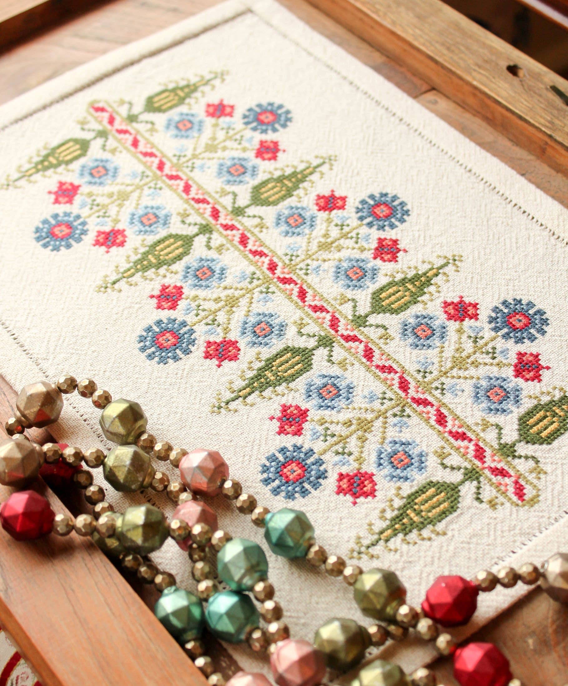 Avlea Folk Embroidery - Cross Stitch Kit Table Runner Delphian Cornflower