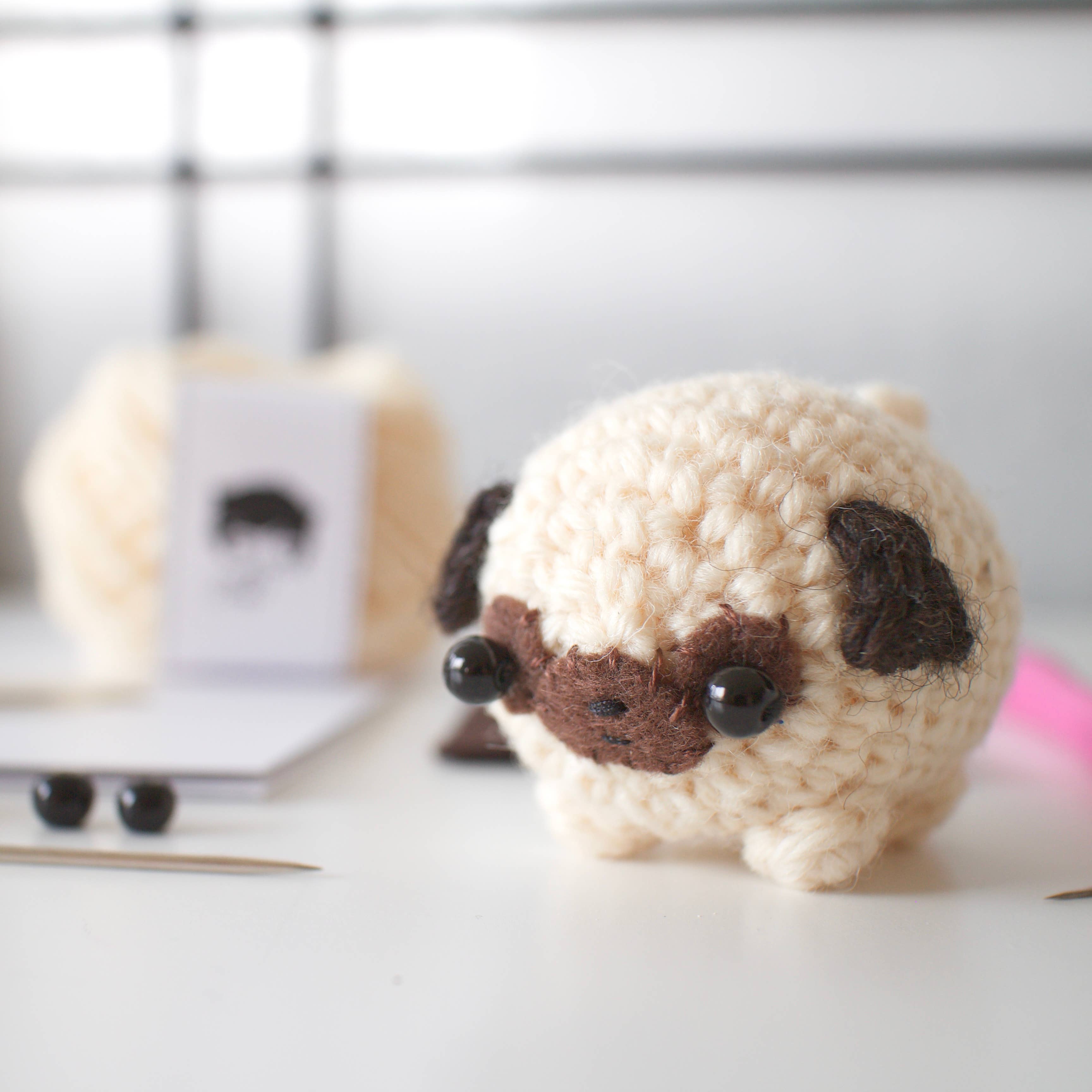 Mohu - Crochet kit - amigurumi pug dog craft kit