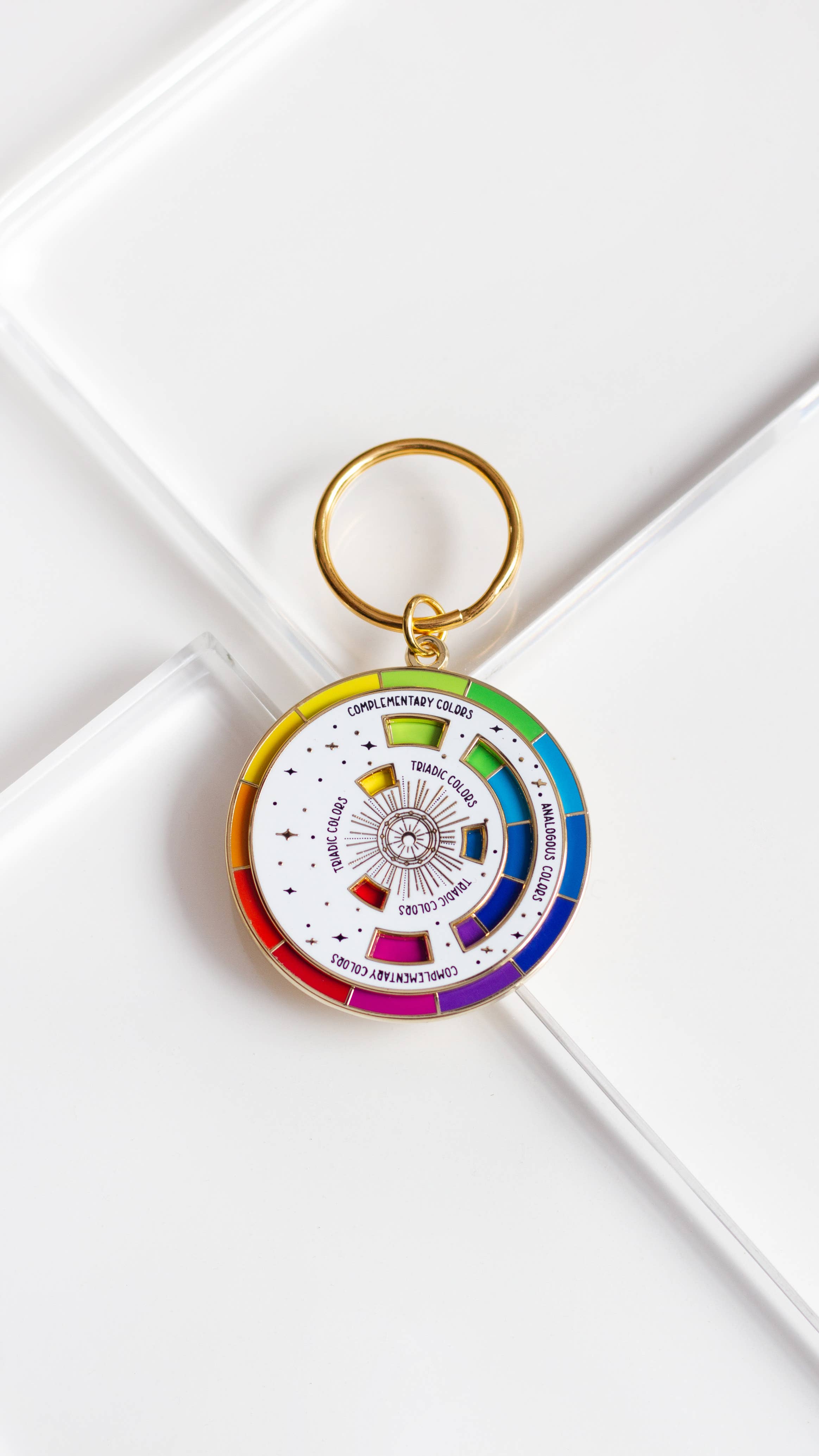 The Gray Muse - Color Wheel© Enamel Keychain WHITE/GOLD