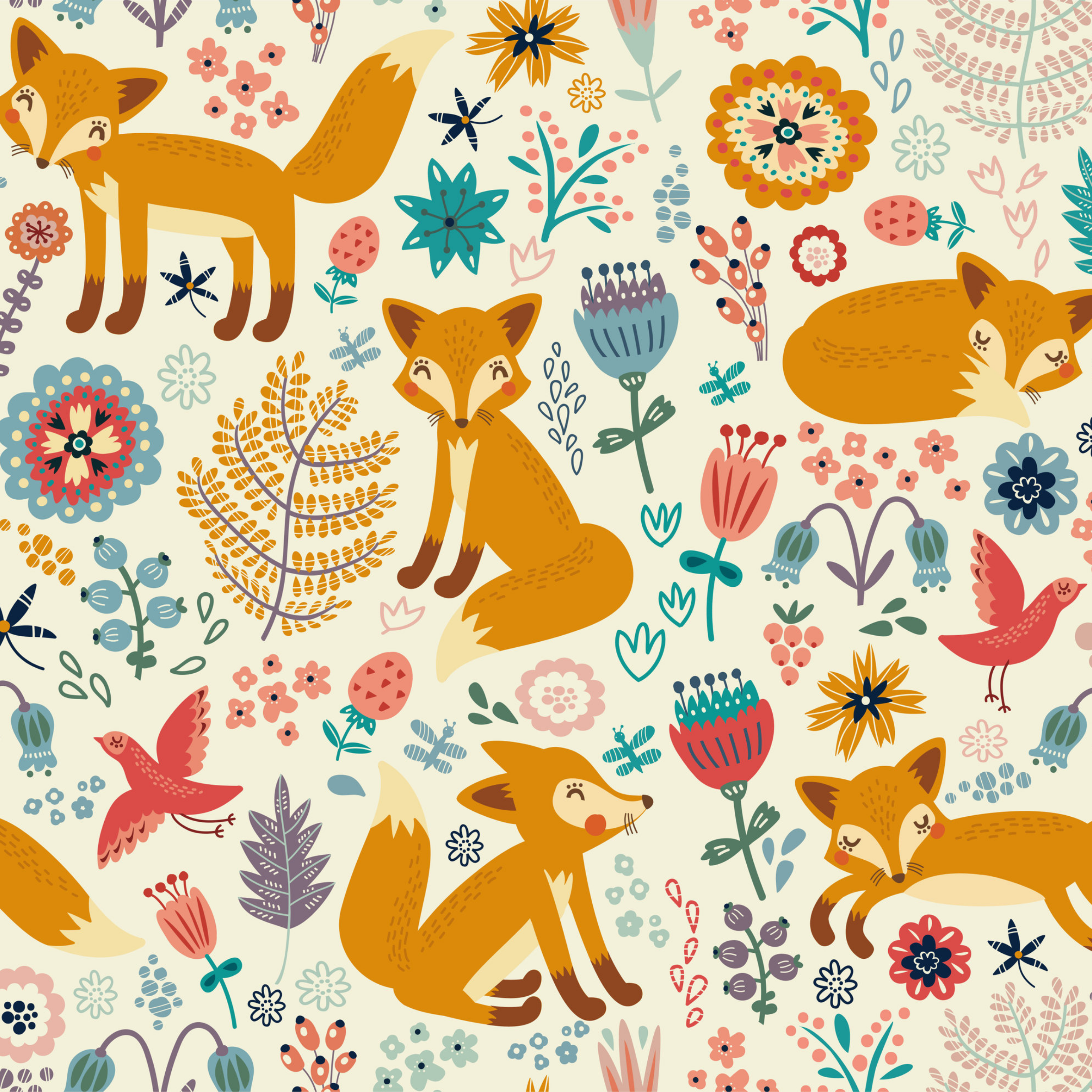 Fall Fox and Flowers Heat Transfer Vinyl and Carrier Sheet