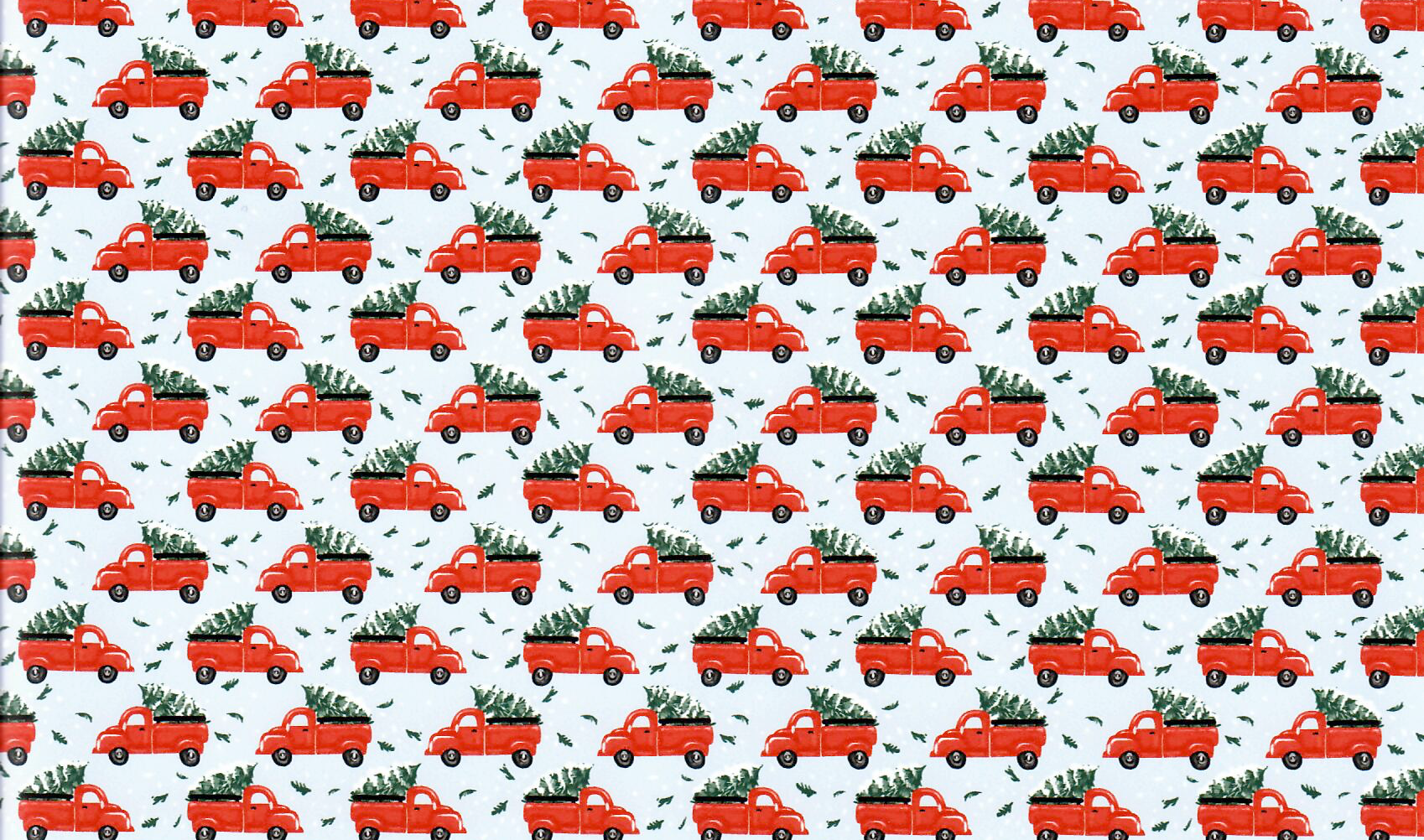 Vintage Red Pickup Truck with Christmas Tree Heat Transfer Vinyl