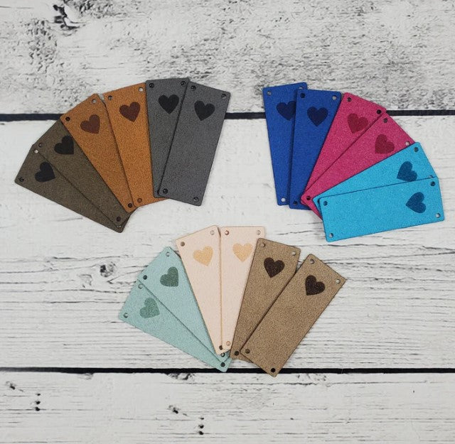 Faux Suede Solid Heart Foldover Tags - by Katrinkles