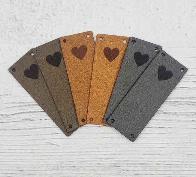 Faux Suede Solid Heart Foldover Tags - by Katrinkles
