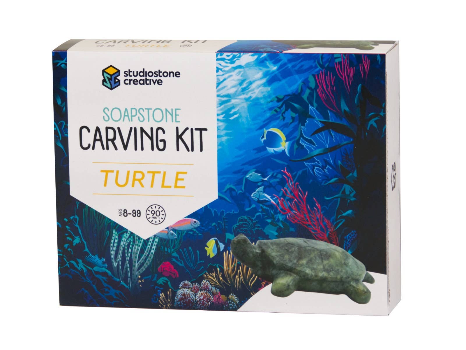 Studiostone Creative - Turtle Soapstone Carving & Whittling—DIY Arts and Craft Kit. All Kid-Safe Tools and Materials Included. For kids and adults 8 to 99+ Years.