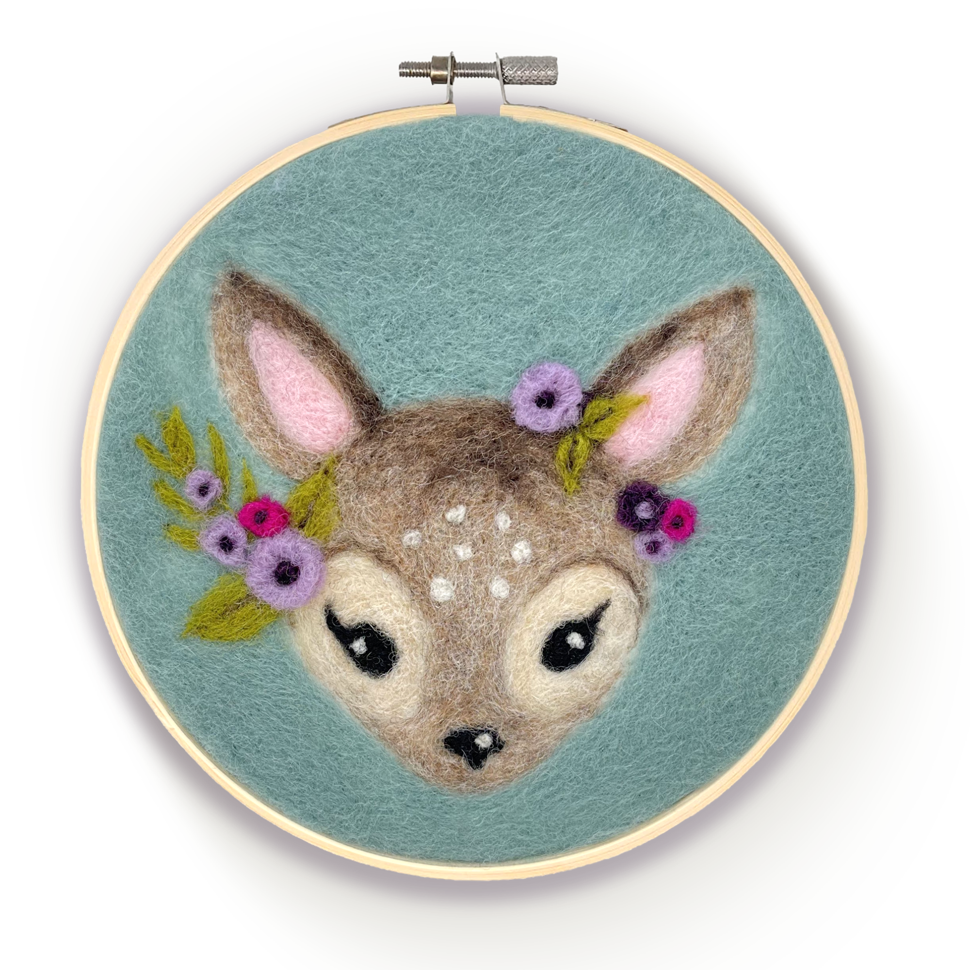 The Crafty Kit Company - Floral Fawn in a Hoop Needle Felt Kit