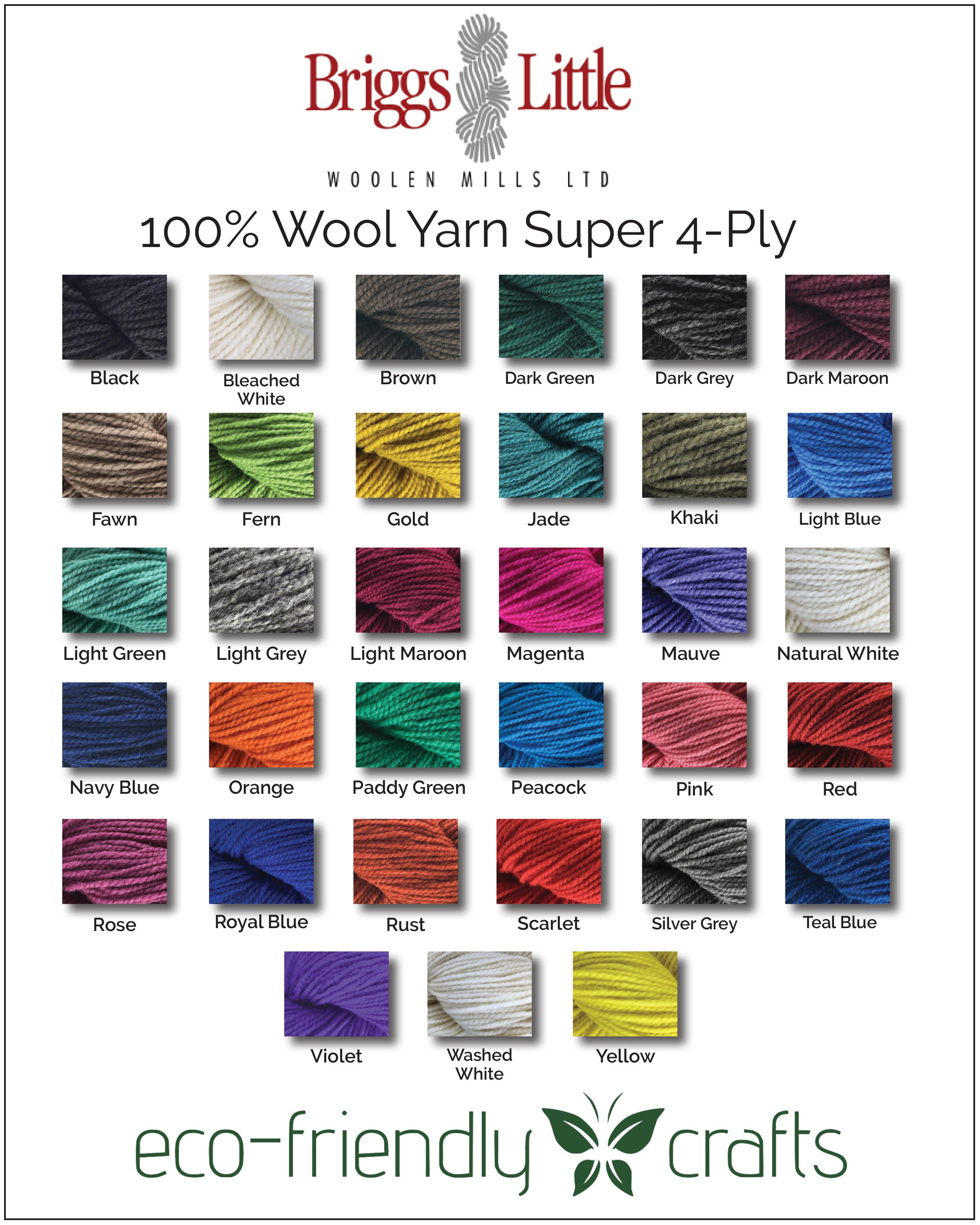 Briggs and Little 100% Wool Yarn - Super 4-Ply for Rug Hooking, Oxford Punch Needle, and Latch Hook