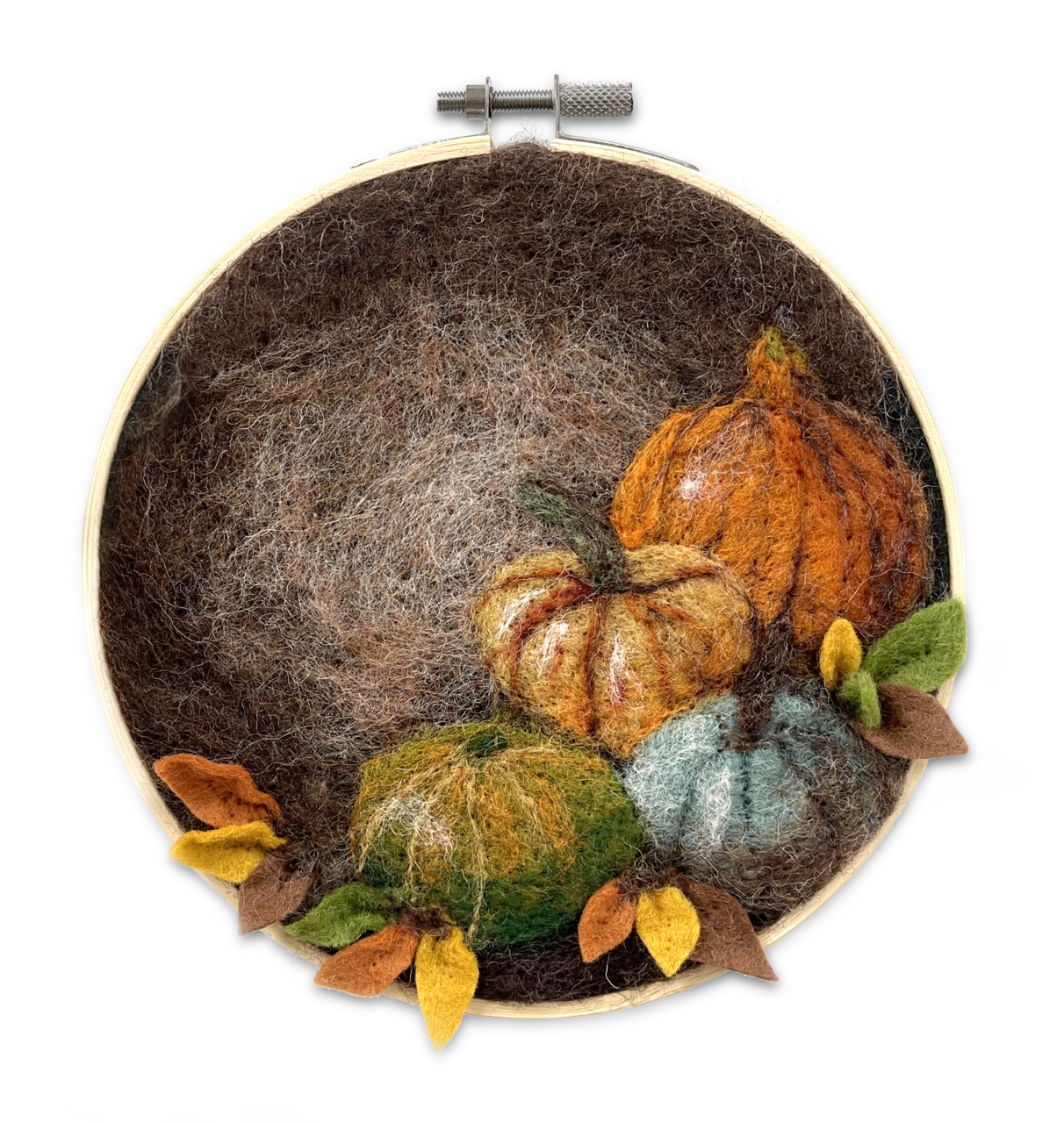 The Crafty Kit Company - Paint with Wool: Pumpkin in a Hoop Needle Felt Craft Kit