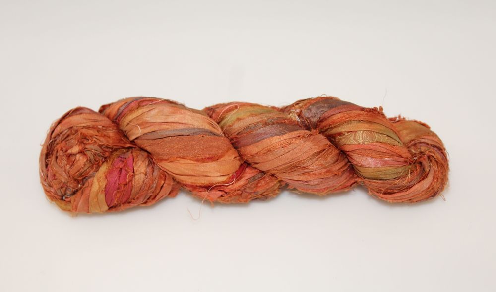 Recycled Sari Silk Ribbon - Pumpkin Spice