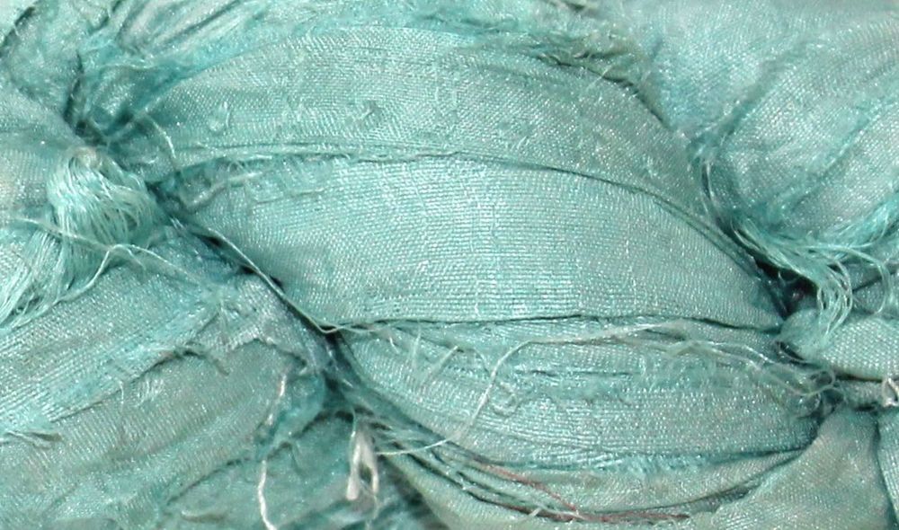 Recycled Sari Silk Ribbon - Aquamarine