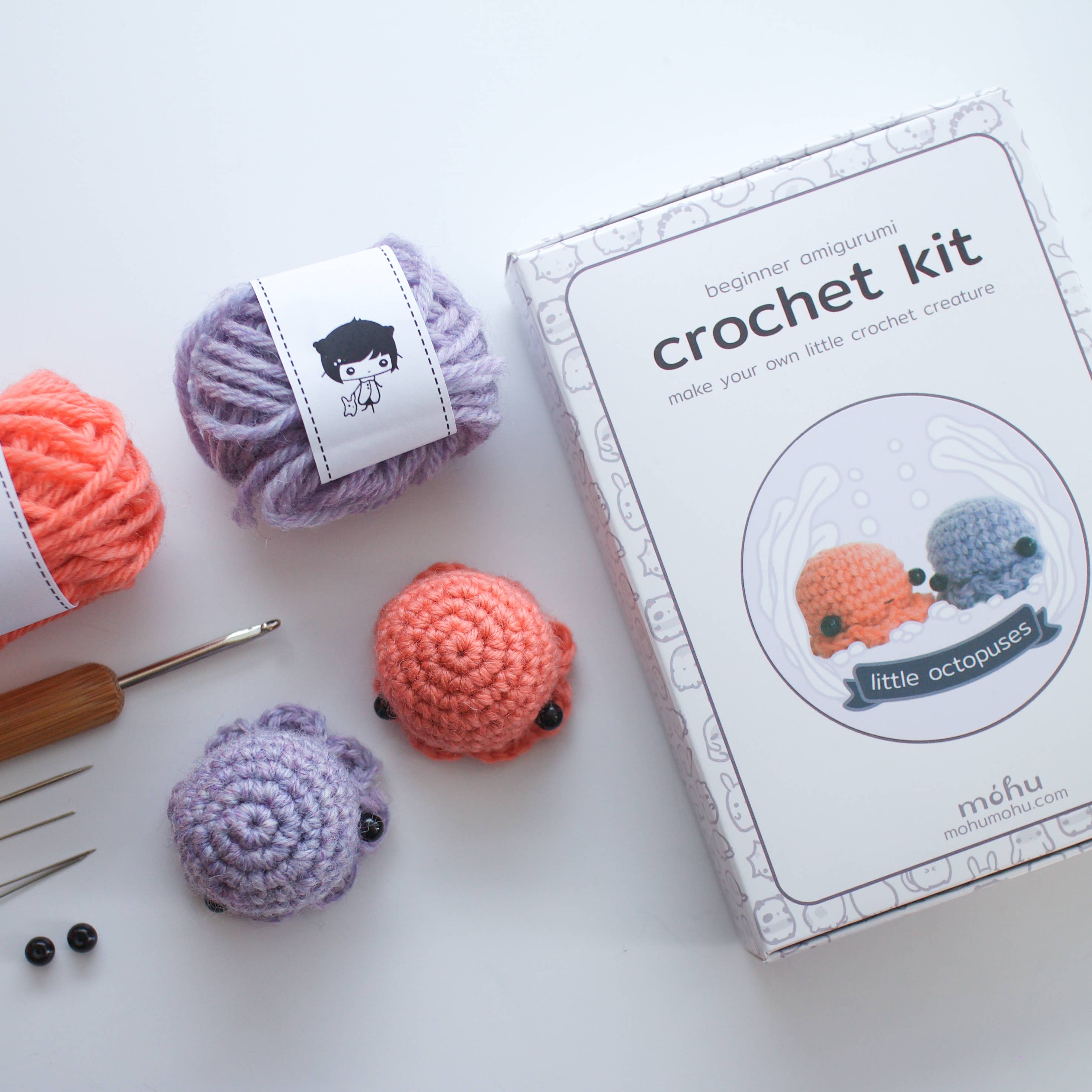 Mohu - Octopus crochet kit - beginner eco-friendly amigurumi kit