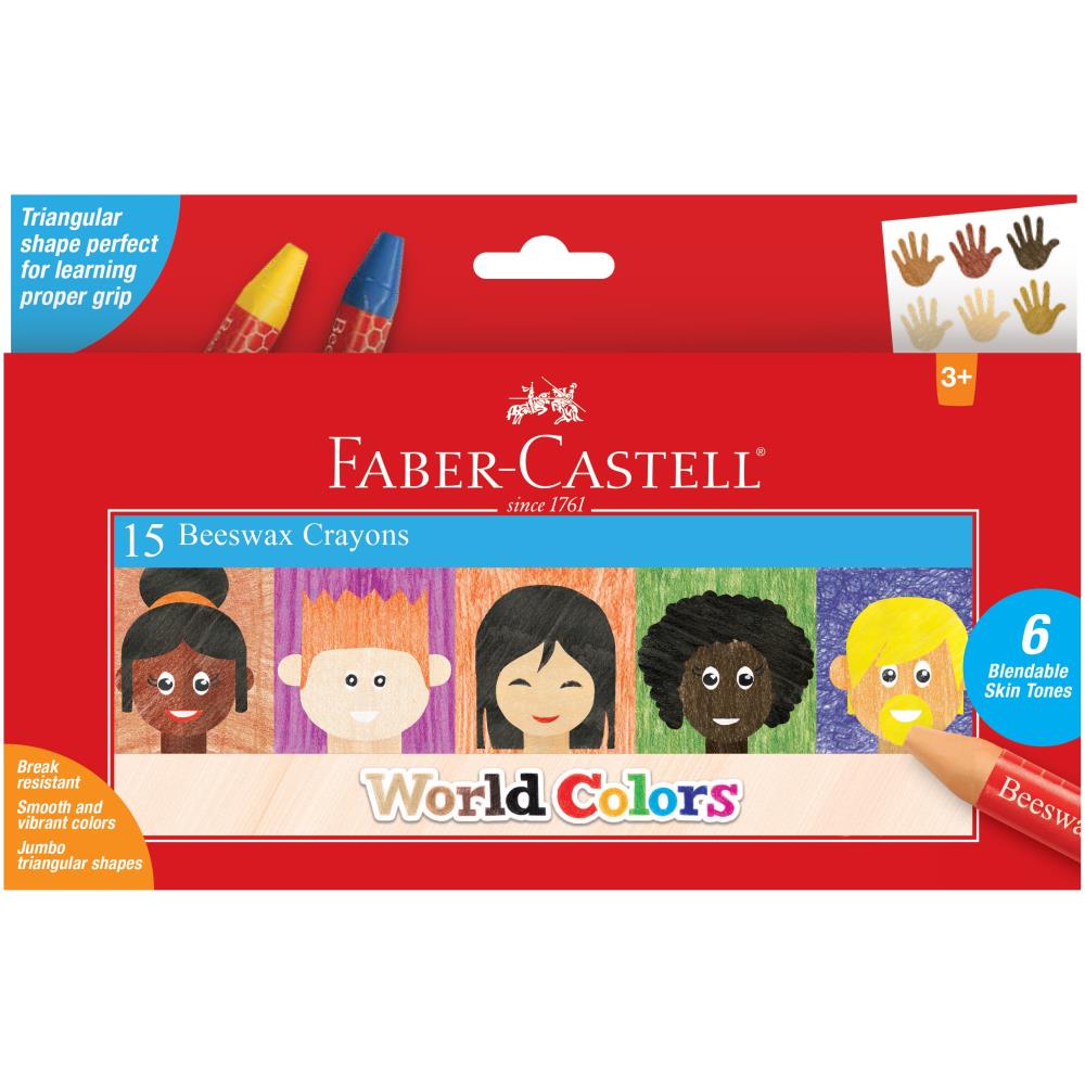 Faber-Castell World Colors Beeswax Crayons 15/Pkg