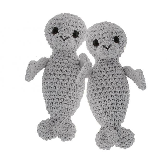 Paco & Pingo Seals Hoooked Crochet Kit with Eco Barbante Yarn - Gris