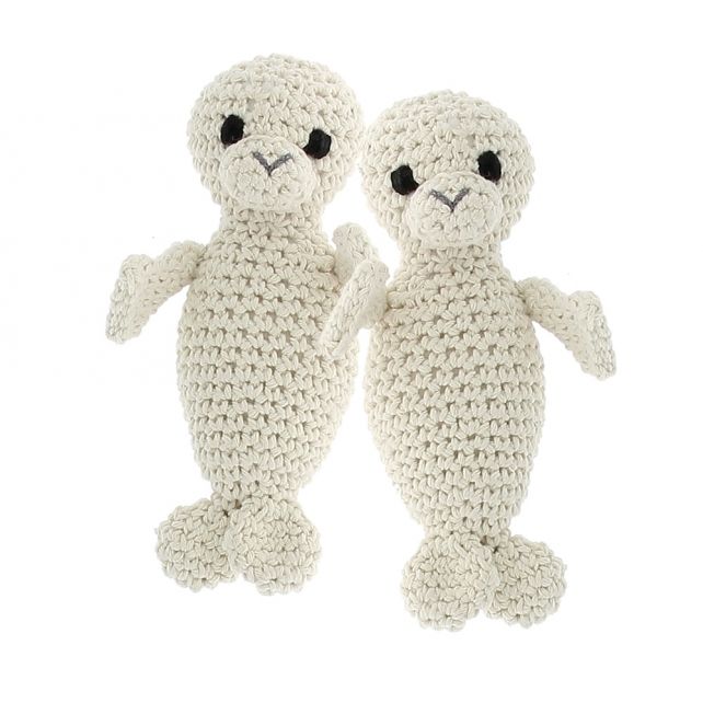 Paco & Pingo Seals Hoooked Crochet Kit with Eco Barbante Yarn - Almond