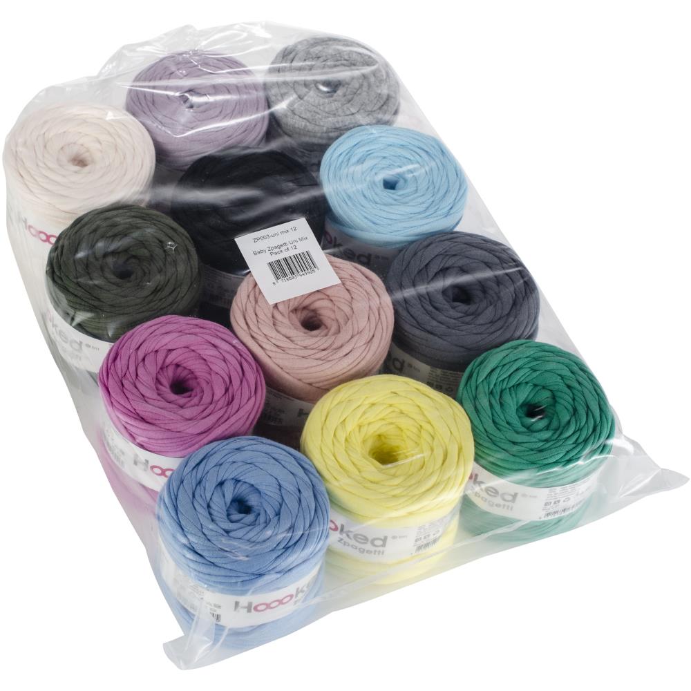 Hoooked Baby Zpagetti Yarn Set - 12 Skeins of T-Shirt Yarn- Assorted Colors