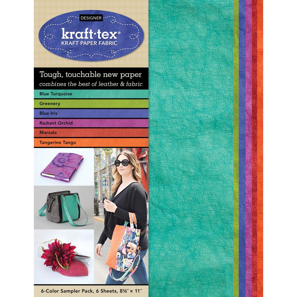 kraft-tex Kraft Paper Fabric - Prewashed - 5 Color Sampler Pack - 8.5 in X 11 in