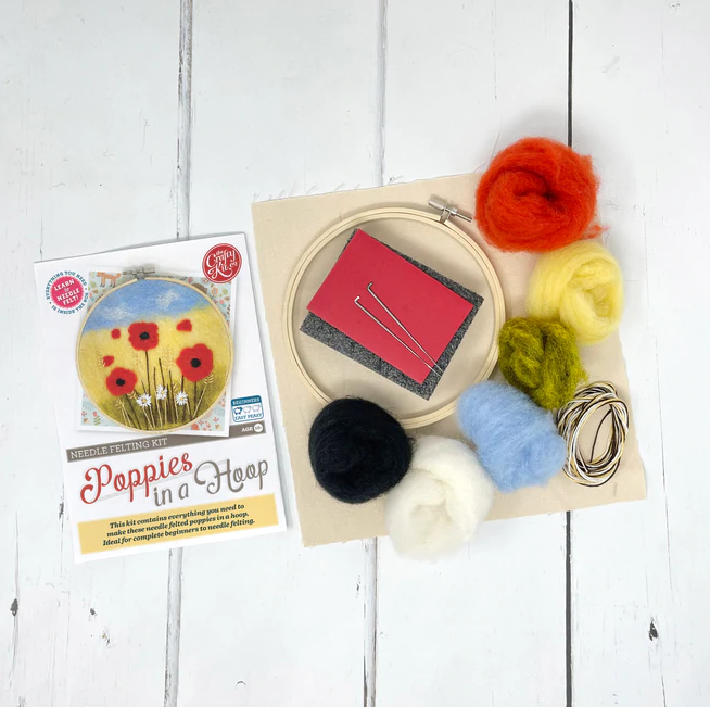 The Crafty Kit Company - Poppies in a Hoop Needle Felt Kit