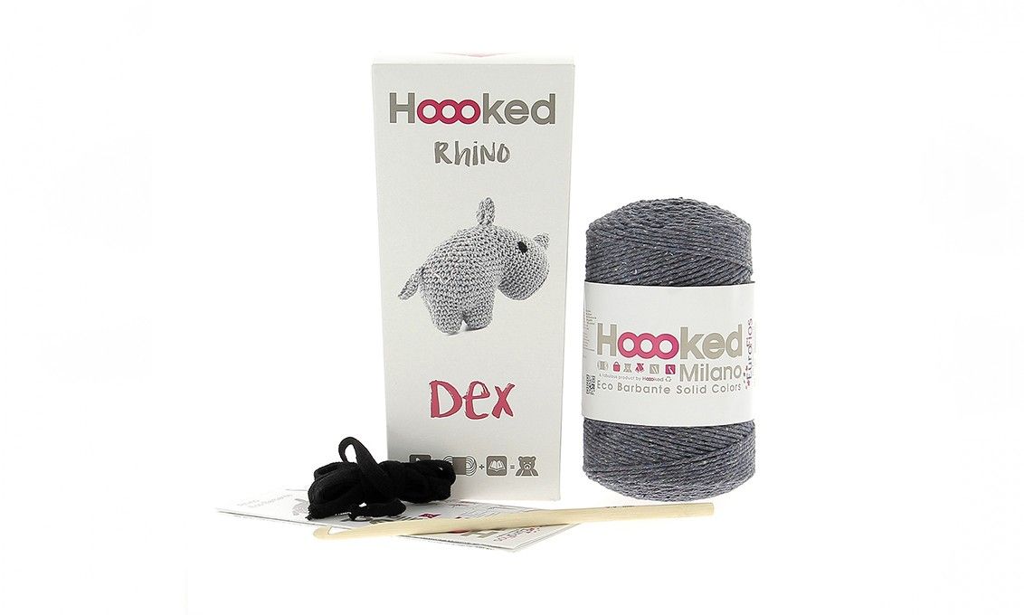 Rhino Dex Hoooked Crochet Kit with Eco Barbante Yarn